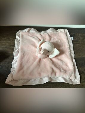 Carter's Elephant Cuddle Lovey Plush Security Blanket Satin Trim Pink Dots Baby